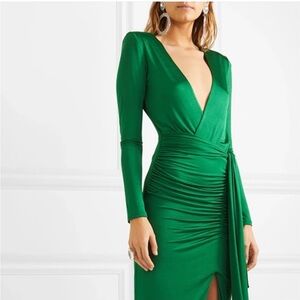 Alice & Olivia Kyra Ruched Maxi Dress in Green Size 2